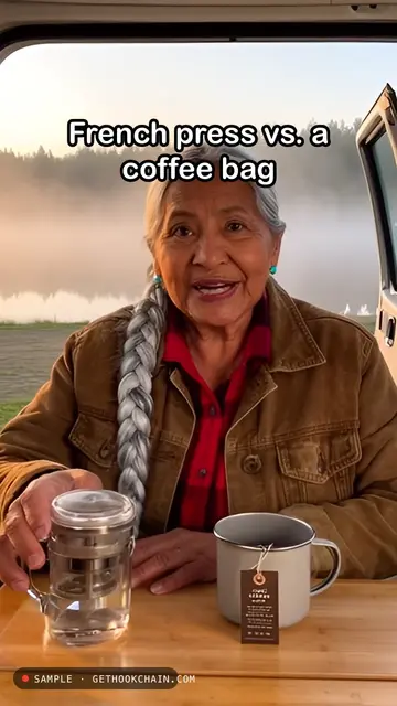 French press vs. a coffee bag at the campsite